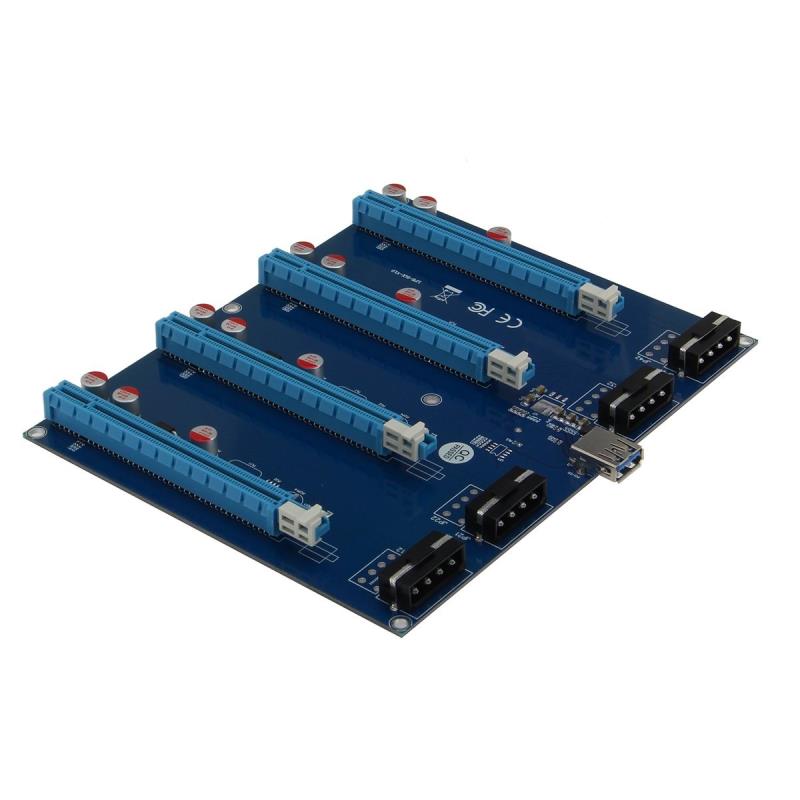 PCI-E转PCIe转接卡 1拖4 PCI-E 1X扩展卡 4口PCIe插槽一拖四