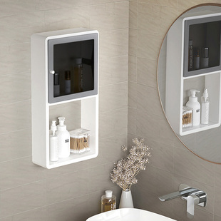 卫生间置物架浴室壁挂式储物柜托板厨房挂墙式免打孔收纳柜双层架