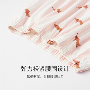 长裤 家居服秋季 条纹棉长袖 冬 薄款 2024新款 BE睡衣女春秋款 女款