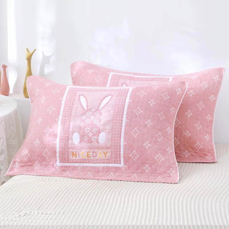 纯棉枕巾加厚全棉纱布情侣枕头巾C一对装成人加大四季单人枕芯盖