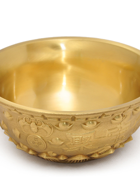 铜聚宝盆铜碗摆件风水实心招财铜盆新房客厅酒柜店铺X装饰开业礼