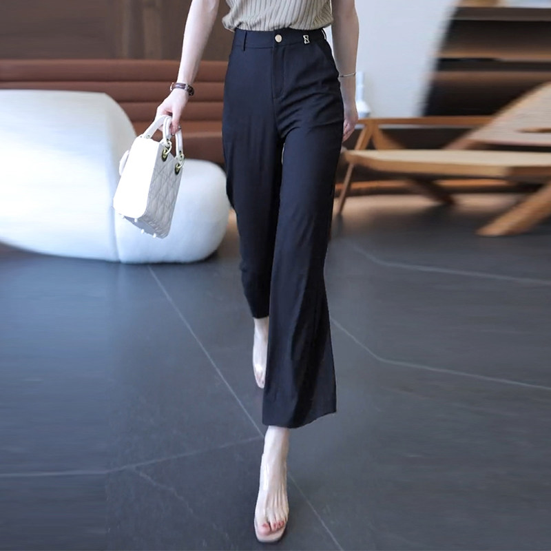 阔腿裤女夏薄款2023年新款女裤宽松休闲九分裤女高腰西装直筒裤子