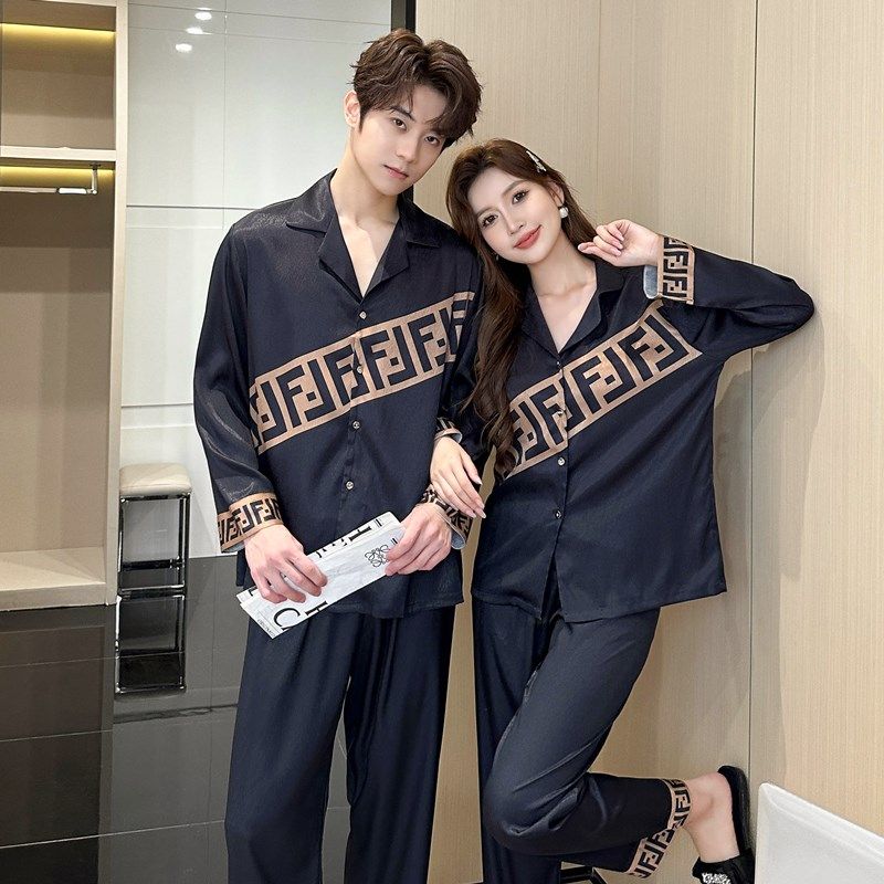 情侣睡衣春秋新款冰丝长袖男女士大码高级感可外穿家居服套装薄款,女士内衣/男士内衣/家居服,睡衣/家居服套装,淘宝优惠券,粉丝福利购,淘宝优惠卷