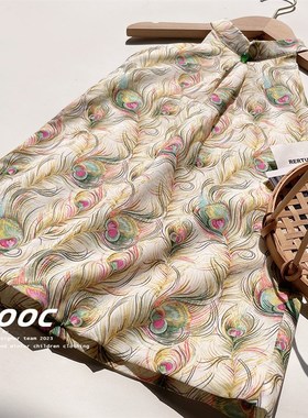 23夏季新款女童连衣裙r中小童无袖旗袍绿色凤羽中国风宝宝汉服礼