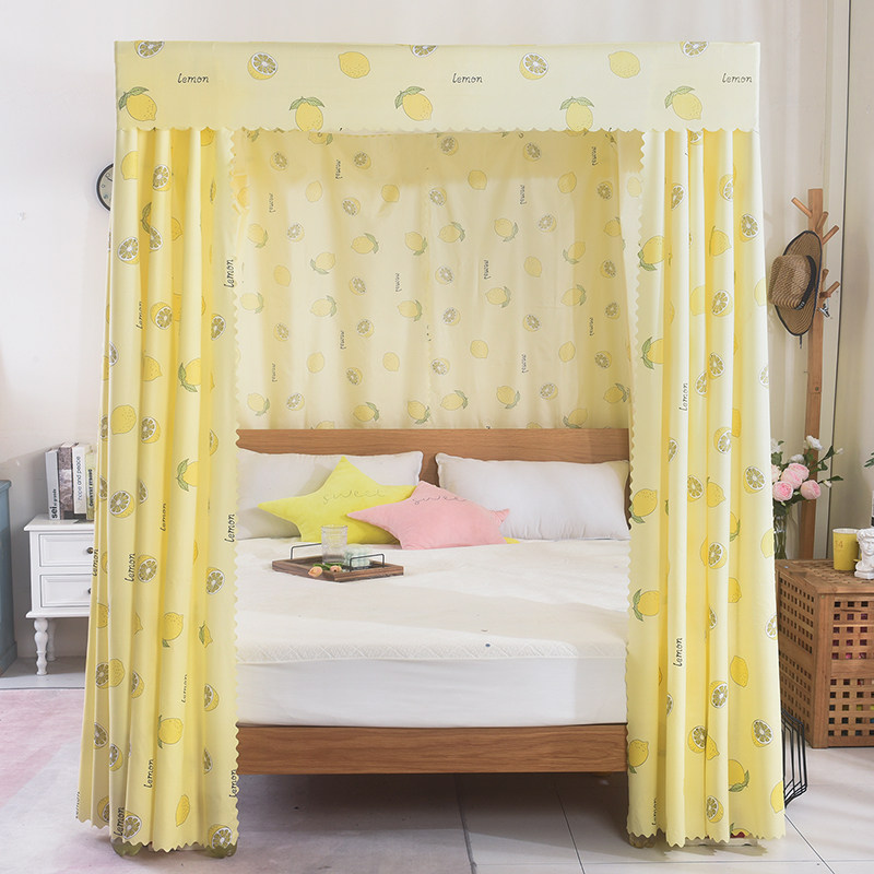 遮光帘家用卧室双人床遮光布全包围床帘蚊帐防尘挡风加高床幔网红