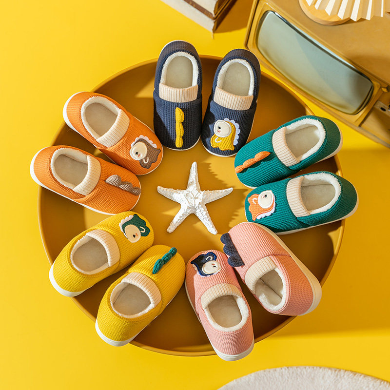 儿童棉拖鞋包跟冬季男孩居家小孩子室内男童恐龙T女童宝宝保暖棉