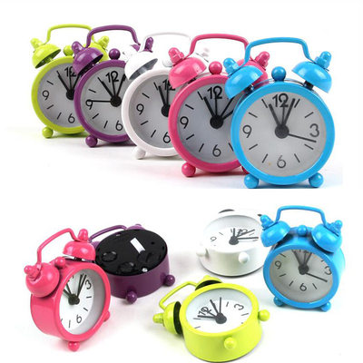 新品Mini Alarm Clock Electronic Round Number Double Bell Des