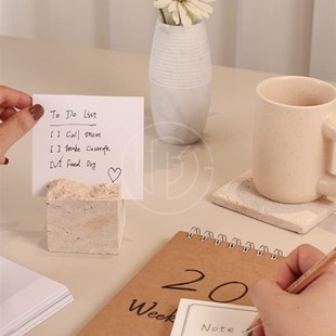 侘寂风黄洞石留言便条夹立式名片夹子菜单照片相片价格牌卡片支架