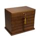 多层风家用饰品盒亚马逊 首饰盒木质实木收纳盒带锁大容量超大中式