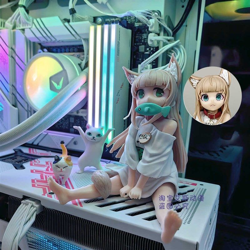 小猫咪娘海景房美少女电脑机箱内部装饰手办动漫模型摆件坐姿躺姿图片
