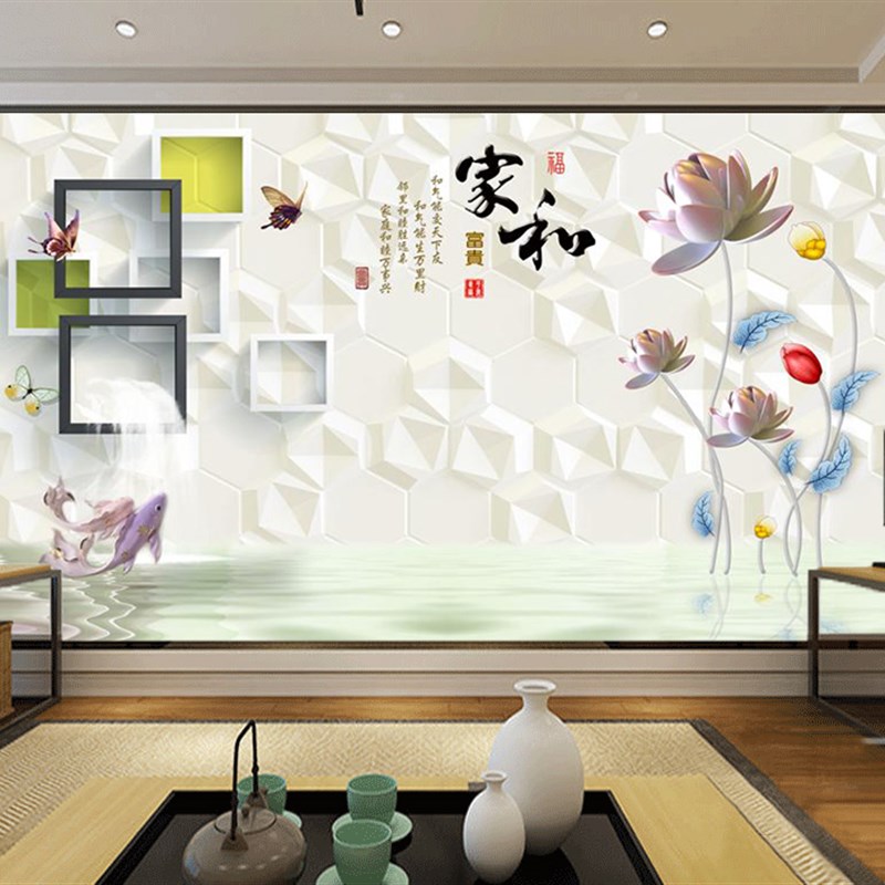 8d电视背景墙壁纸2023新款现代简约客厅影视墙壁布装饰3d立体壁画