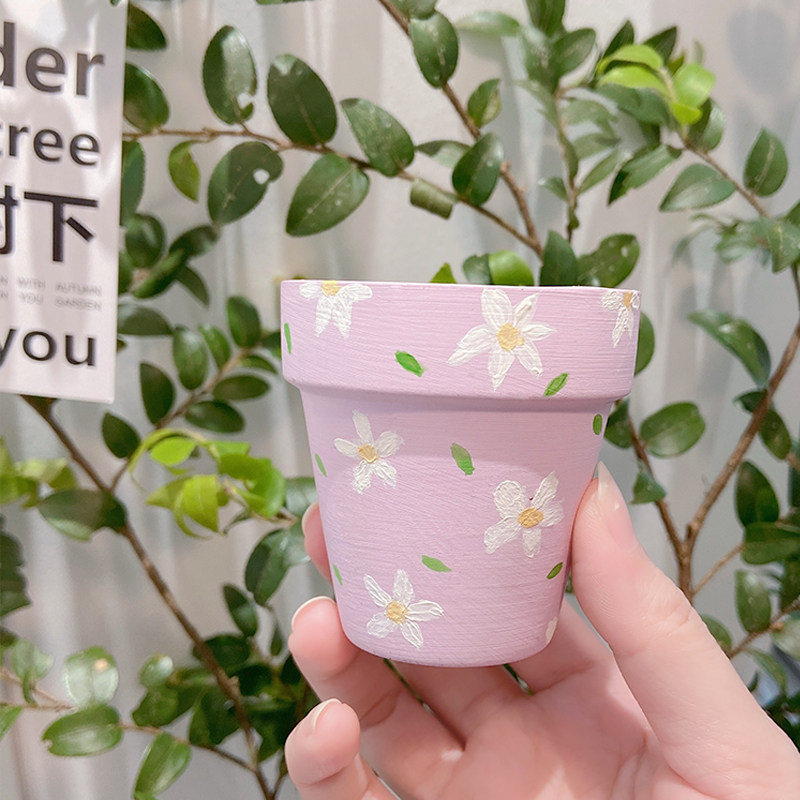 工厂销儿童花g盆diy手绘素烧陶瓷幼儿园多肉植物迷你透气画画上色