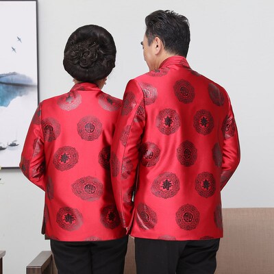 爷爷奶奶80大寿秋冬季寿星老人衣服过寿生日唐装男中老年爸爸棉衣