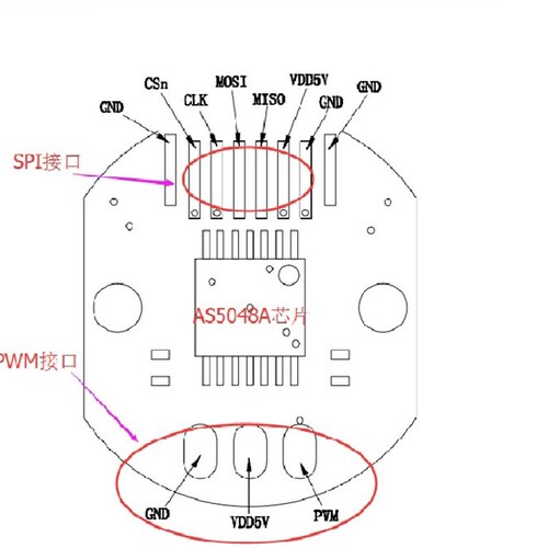 AS5048A磁编码器 PWM/SPI接口 高精度 三轴云台码盘电机适用