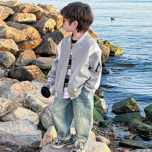 男童牛仔裤春秋款2024新款儿童春装运动裤休闲炸街长裤宽松裤子潮