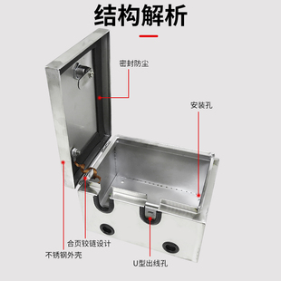 防雨电动车充电箱不锈钢小电箱室外配电箱家用插座盒户外明装 带锁