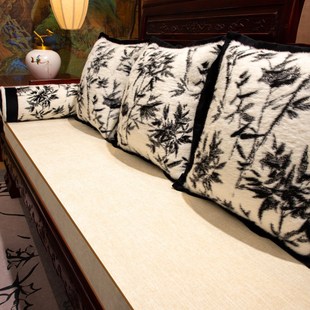 新中式红木沙发坐垫实木沙发垫冬季加厚毛绒沙发罩套全包防滑垫子