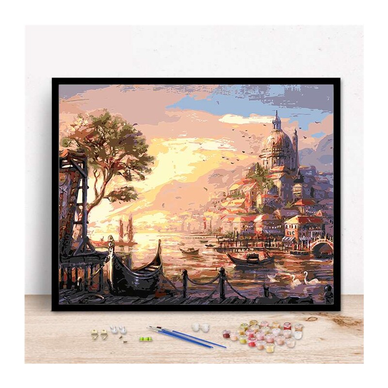 diy数字油画风景n大海客厅卧室数码填色手工绘装饰油彩画日落海边高性价比高么？