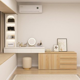 卧室飘窗书桌书柜一体小户型家用多功能半搭拼接梳妆台斗柜储物柜
