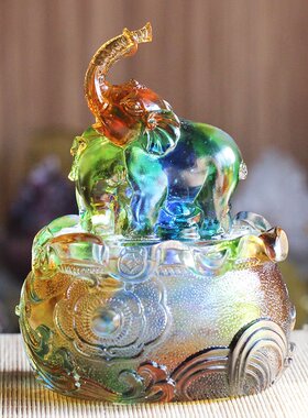 七彩琉璃貔貅聚宝盆聚财摆件居家室内客厅家用招财玄Z关酒柜摆设