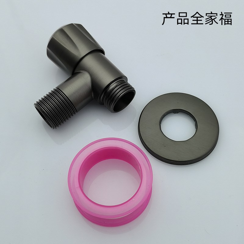X6RO304不锈钢灰色短款马桶专用进水阀泠热三角阀洗衣机4分螺