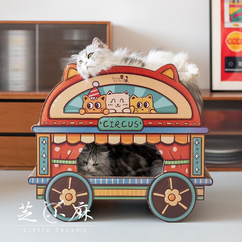 芝小麻欢乐多马戏团猫抓板磨爪瓦楞纸猫玩具保护沙发防猫抓猫爪板