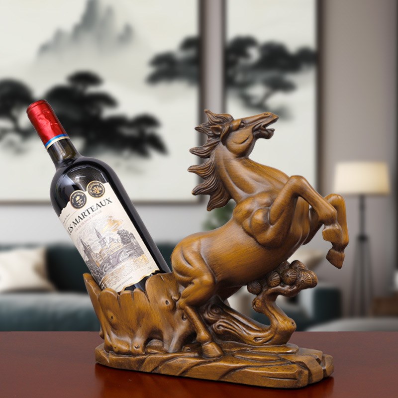 中式创意骏马f红酒架摆件时尚葡萄酒展示酒架家用酒柜装饰品工艺