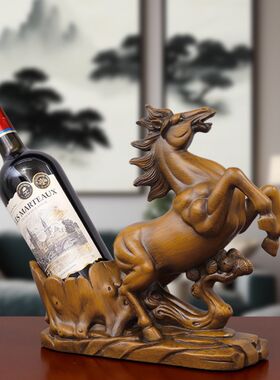 中式创意骏马f红酒架摆件时尚葡萄酒展示酒架家用酒柜装饰品工艺