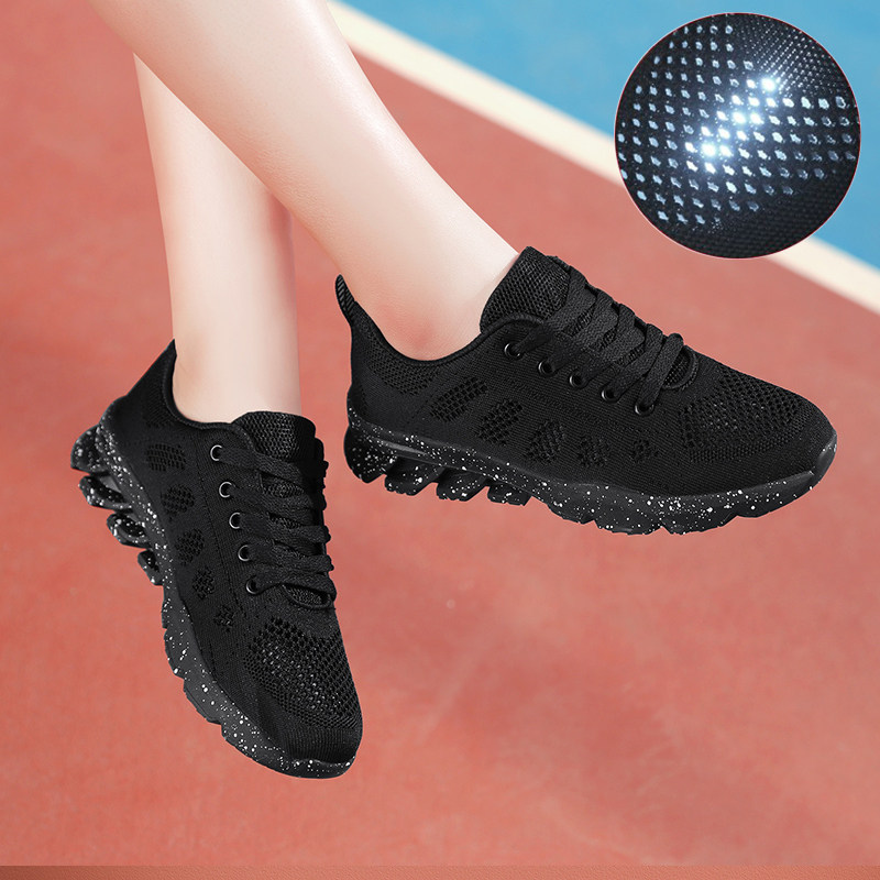 女鞋春秋百搭黑色平底休闲运动鞋网面透气轻便软底学生跑步鞋子女,女鞋,浅口单鞋,淘宝优惠券,粉丝福利购,淘宝优惠卷