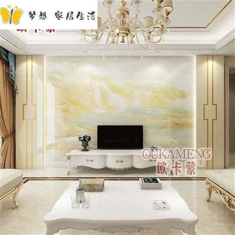 瓷砖背景墙高温微晶石艺术欧式客厅造型大理石电视影视墙砖