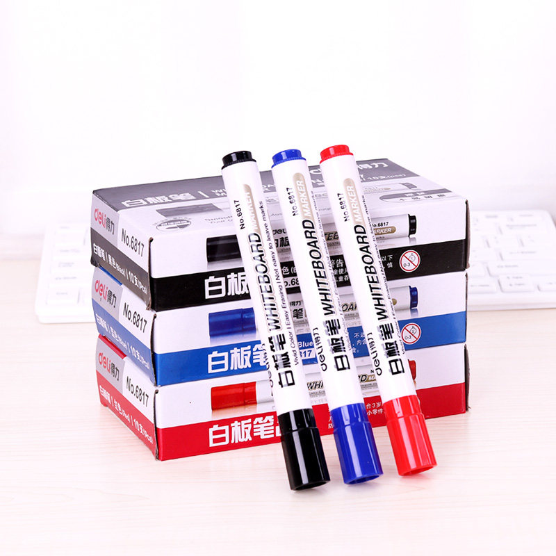 [10개입] 델리 화이트보드 펜 검정색 수성 지울 수 있는 어린이용 빨간색과 파란색 칠판 펜 12색 드로잉 펜
