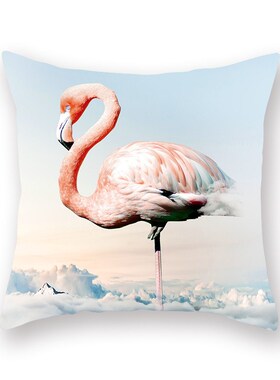 Pillowcase Cushion Cover 45*45 Flamingo Plant Print Sofa Dec