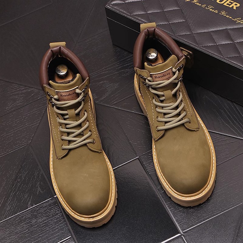 男靴马丁靴时尚秋冬男士中筒休闲皮鞋英伦风高筒短靴内增高工装靴
