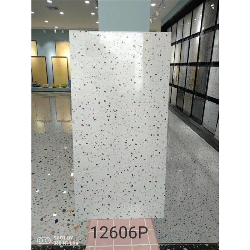 新亮光全瓷水磨石600*1200服装店餐厅写字楼大厅地砖防滑耐磨砖