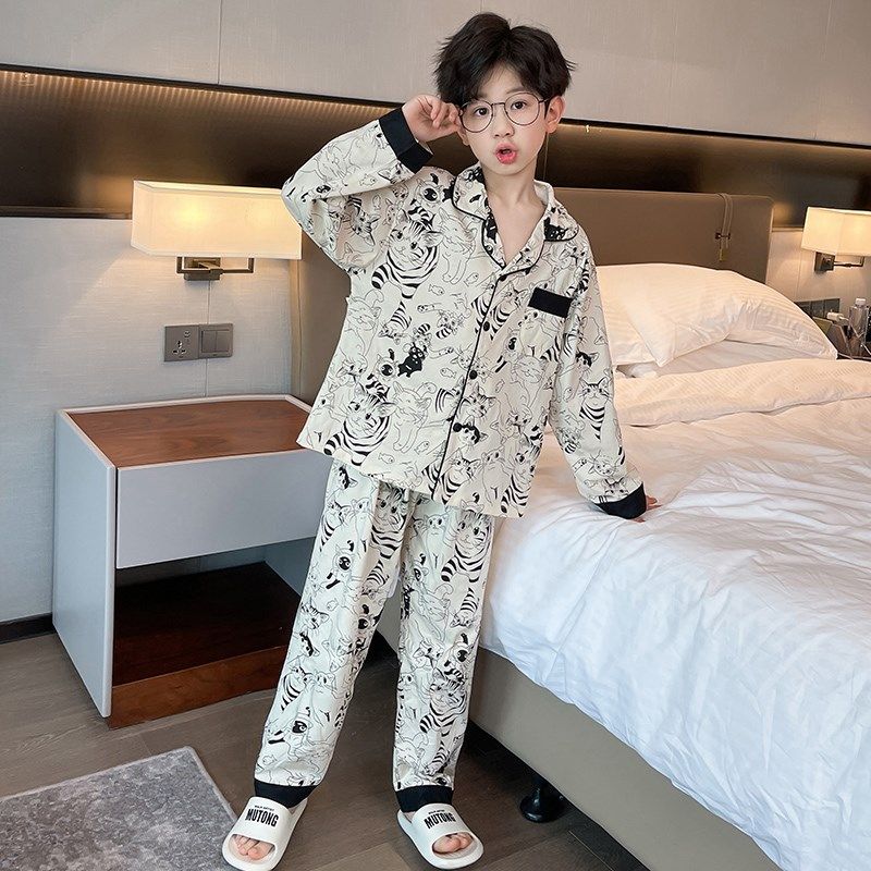 男童家居服春秋款卡通长袖儿童睡衣薄款少年开衫套装男孩帅气,童装/婴儿装/亲子装,家居服套装,淘宝优惠券,粉丝福利购,淘宝优惠卷