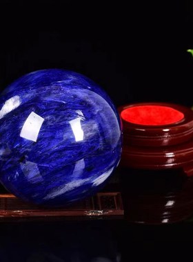 天然蓝色水晶球摆件原石打磨家居客厅办公室装饰摆件高档工艺品送