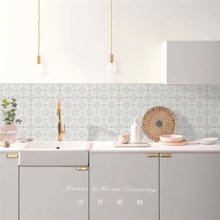 法式奶油自粘地面瓷砖贴纸卫生间装饰地贴厨房防水防滑翻新墙贴