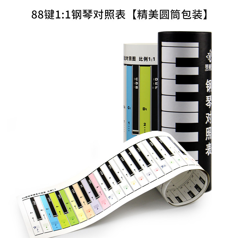 88键便携式g钢琴键盘图对照图钢琴纸键盘练指法学五线谱表钢琴配