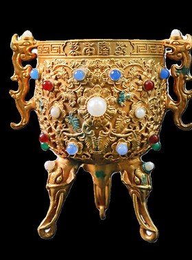 镀金瓯永固杯复刻乾隆酒杯清代酒具酒柜办公桌高端礼品中国风摆件