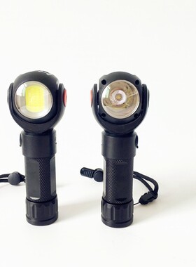 多功能 360°旋转强光手电筒 磁铁工作灯白红光警示灯T6led维修灯