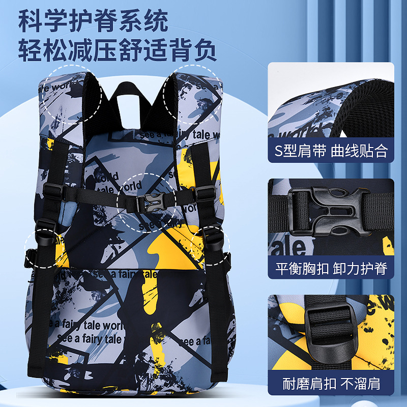 新款小学生书包男孩m一三到六四五年级迷彩韩版防水轻便大容量背