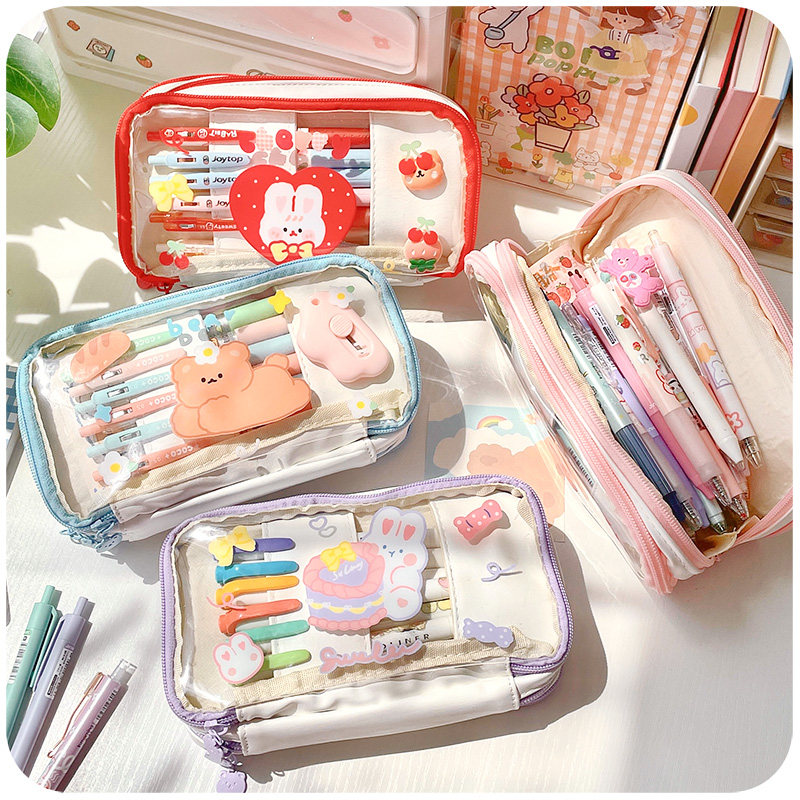 透明少女心笔袋2021新款流行中学生ins日系文具女孩高颜值铅笔盒