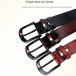 热销Men's Belt Simple Black Pin Buckle Belts Retro Casual Fa