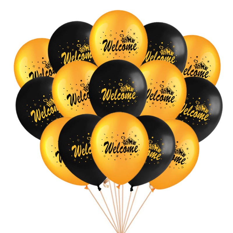 推荐10Psc/Set 12Inch Welcome Home Latex Balloons Black Gold 节庆用品/礼品 气球 原图主图