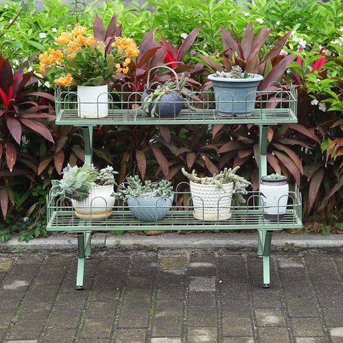 美式阳台梯形落地式花架户外庭院花园阳台多层置物架幼儿园装饰架