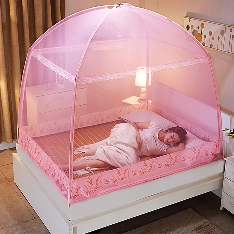 榻榻米专用蒙古包蚊帐回底无底家用单人床加密加厚三开门学生防尘