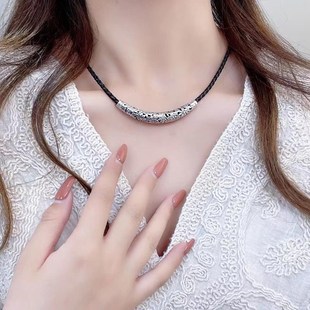 新品弯管路路通镂空工艺复古名族风百搭个性皮绳项链礼物