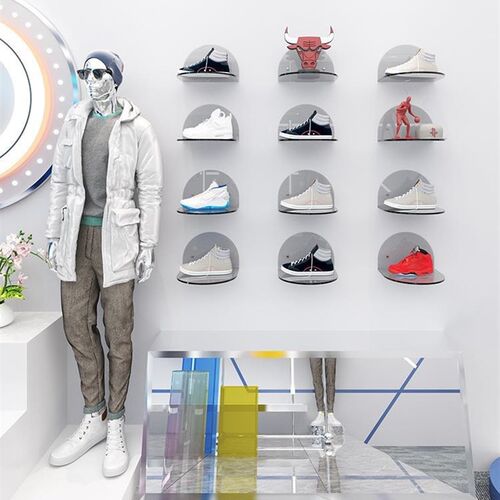 亚克力墙上置物架鞋店鞋架包包壁挂展示架L陈列架服装店上墙鞋界
