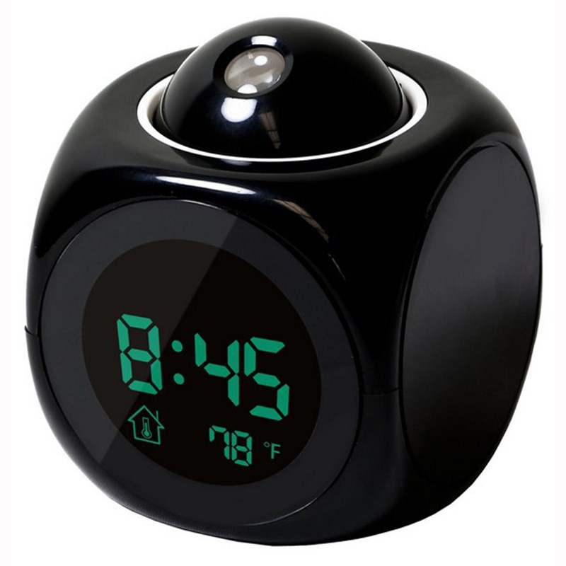 Alarm Clock Night Light With Projector Lamp Voice Temperatur