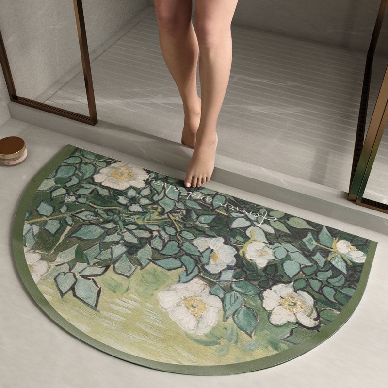 现货浴室吸水垫速干脚垫梵高名画半圆硅藻泥厕所卫生间门口地垫防
